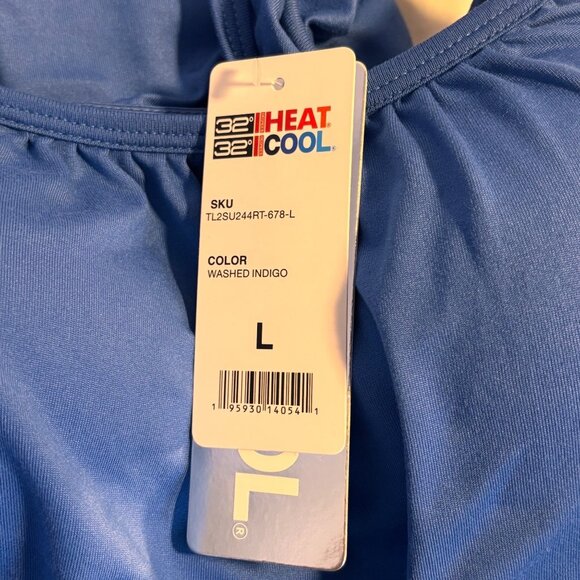 32 Degrees Cool Sleeveless Tank Dress Large Washed Indigo Built In Bra Flowy - Picture 5 of 11